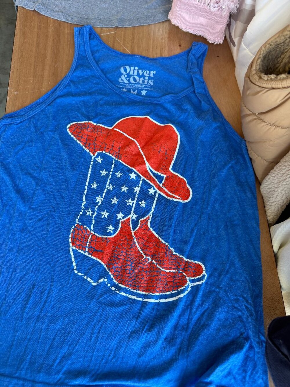 Oliver & Otis Blue Western TANK (Boots/Hat image) Sz. M